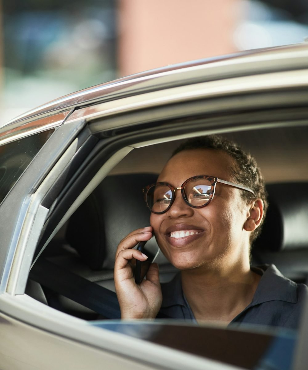 Woman travelling by car